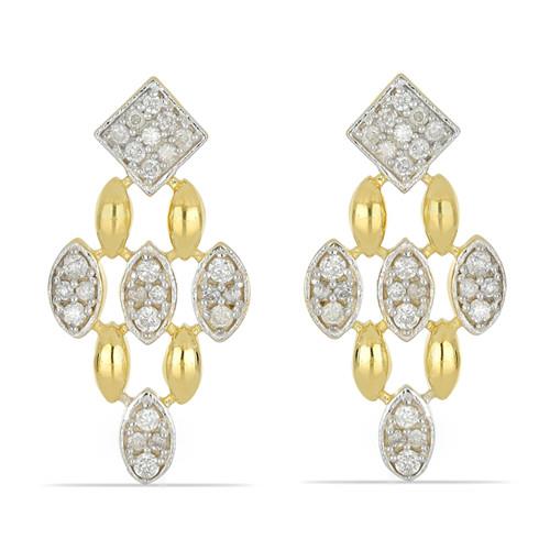 BUY WHITE DIAMOND GEMSTONE 14K GOLD CLASSIC EARRINGS WITH WHITE DIAMOND